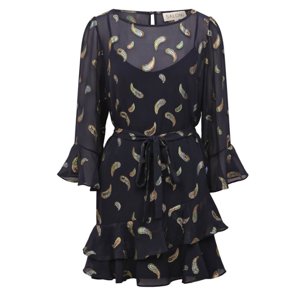 SALONI Marissa Silk Mini Dress Floral Multicolor Size 6